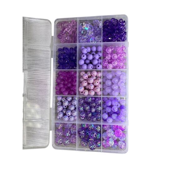 Purple Acrylic Bead Box Jewelry Making Kit - Picture 1 of 4